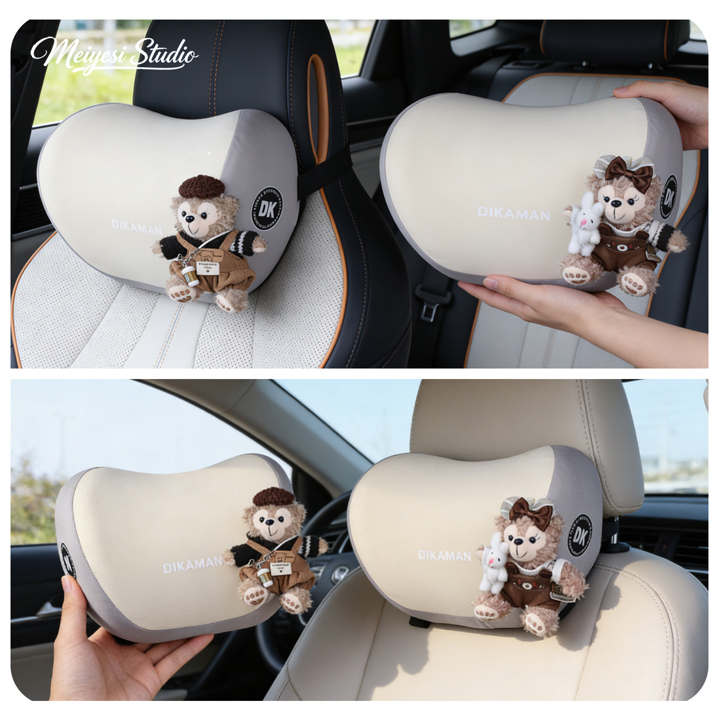 2026 nuevo Sherry Duffy coche reposacabezas de memoria de algodón asiento interior del automóvil cojín de cuello con cojín de cintura de alto nivel image 2