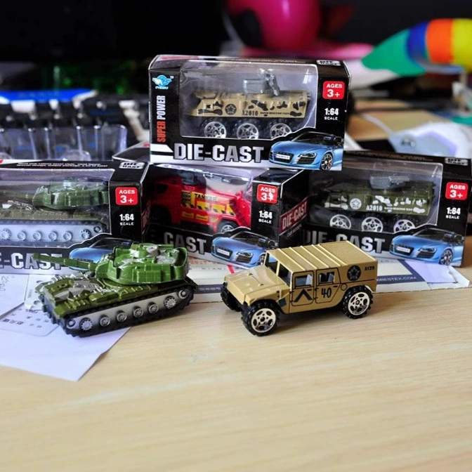 Die-cast Alloy Car Model, Realistic Metal Toy, 1:64 Scale, Mini Construction & Military Styles