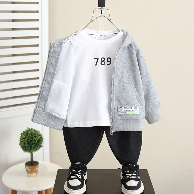 5992 chaqueta de niño 2024 otoño nuevo bebé casual primavera y otoño top con capucha para niños pequeños suéter con cremallera