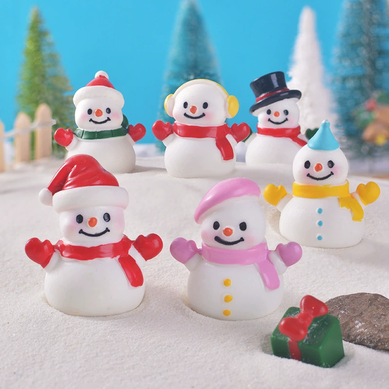 Микро-ландшафтные украшения, рождественская снежная сцена, трансграничный рождественский снеговик, милые поделки из смолы, украшение для дома, маленькие украшения