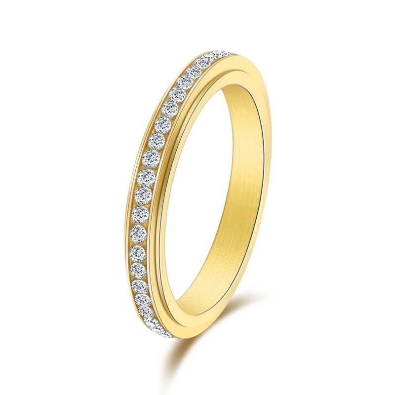 7g Weight Real Gold Plated Plating Material Zircon Inlay Material Anxiety Ring Classification 1 Piece Quantity Real Gold Plated Round 304 Stainless Steel Fashion Waterproof Non Tarnish Anxiety Ring