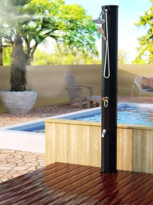 35L fácil de instalar dos secciones de alambre ensalada negro columna de ducha solar calefacción solar cinturón de ducha solar