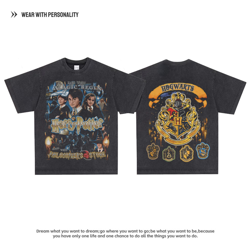 Harry Potter Harry Potter Classic American Drama Double-Sided Printed High Street Student American Long and Short Sleeve T-Shirt