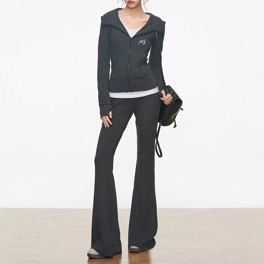 8.25 New Product Westayone Slim Fit Knitted Hooded Cardigan Suit + Bottoming T-Shirt + Micro-Flared Pants