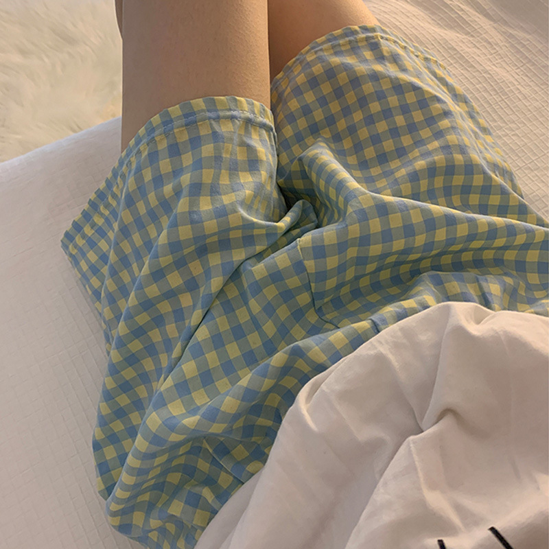 Plaid Pajama Pants Women's Summer New Lazy Home Pants Shorts Loose Cartoon Walking Pants Outer Wear Thin Trousers Plaid Pajama Pants Women's Summer New Lazy Home Pants Shorts Loose Cartoon Walking Pants Outer Wear Thin Trousers