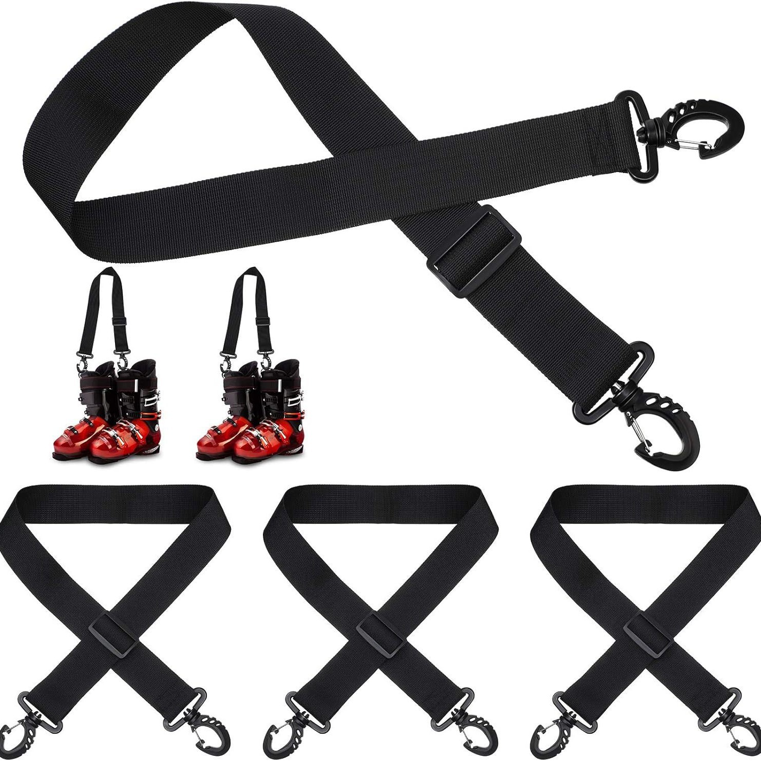 4-Piece Ski Boot Strap Set, Adjustable Snowboard Strap, Ice Skate Shoulder Strap, Winter Gear Strap for Skiing