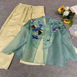【飞鱼沉碧】新中式重工锦鲤刺绣春夏改良汉服气质上衣