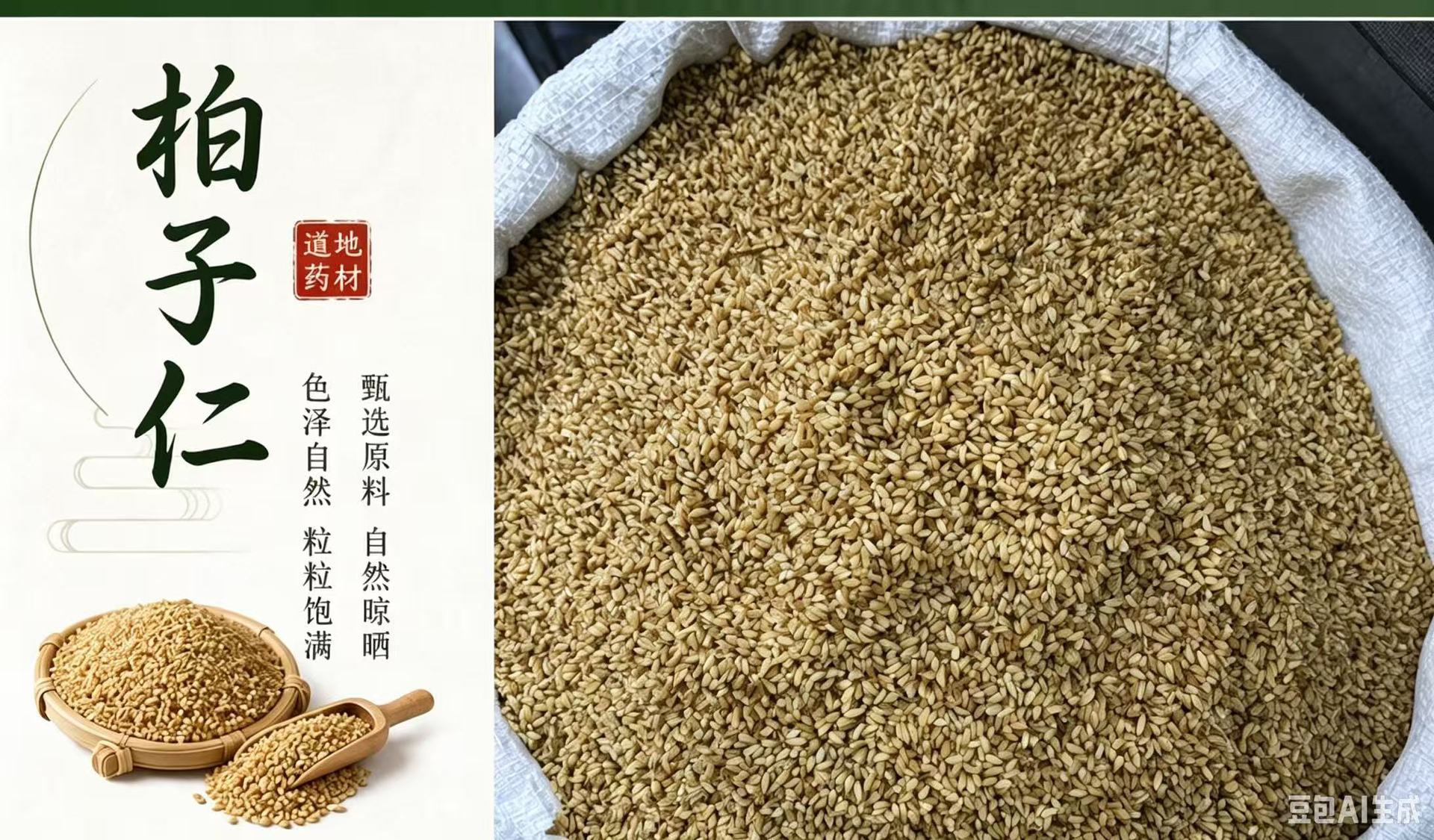 Platycladus Seed Bai Zi Ren Dried Herbal Seeds 1000g Bag for Tea and Decoction overview