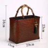 Square bamboo woven bag [double braided red rhyme style] (excluding pendants)