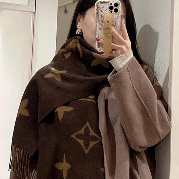 L家 Classic cashmere, scarf, fashionable universal keep warm cloak, internet celebrity