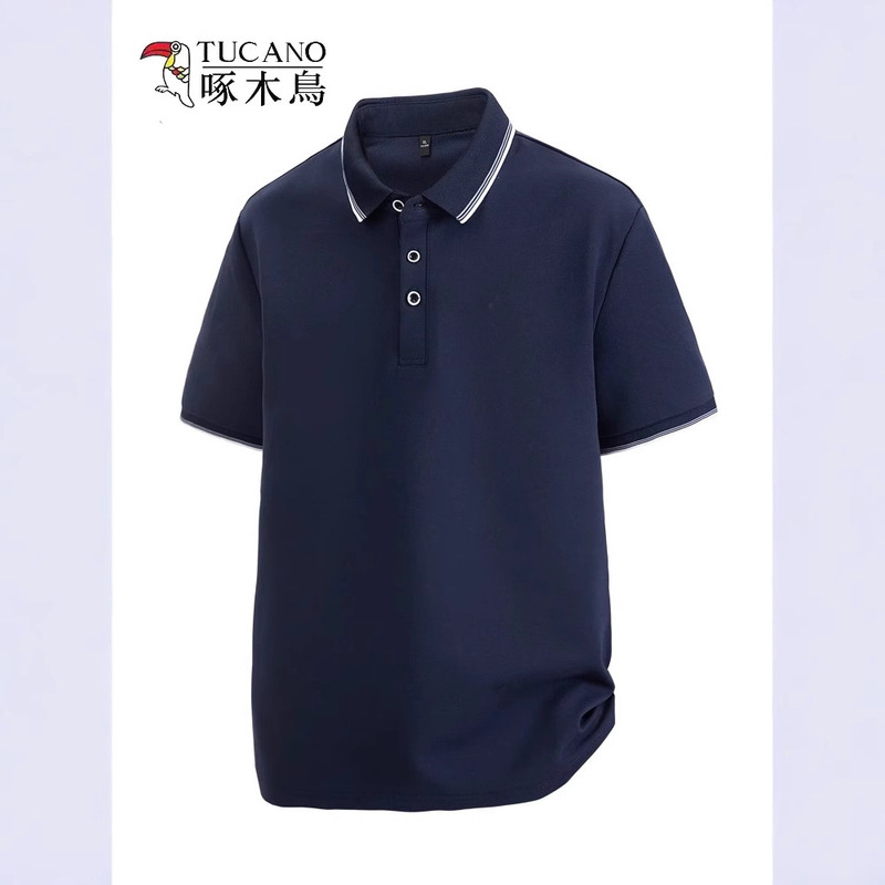 Woodpecker Short-Sleeved T-Shirt Men's Summer 2025 New Ice Silk Cool Casual Lapel Business Men's Polo T-Shirt