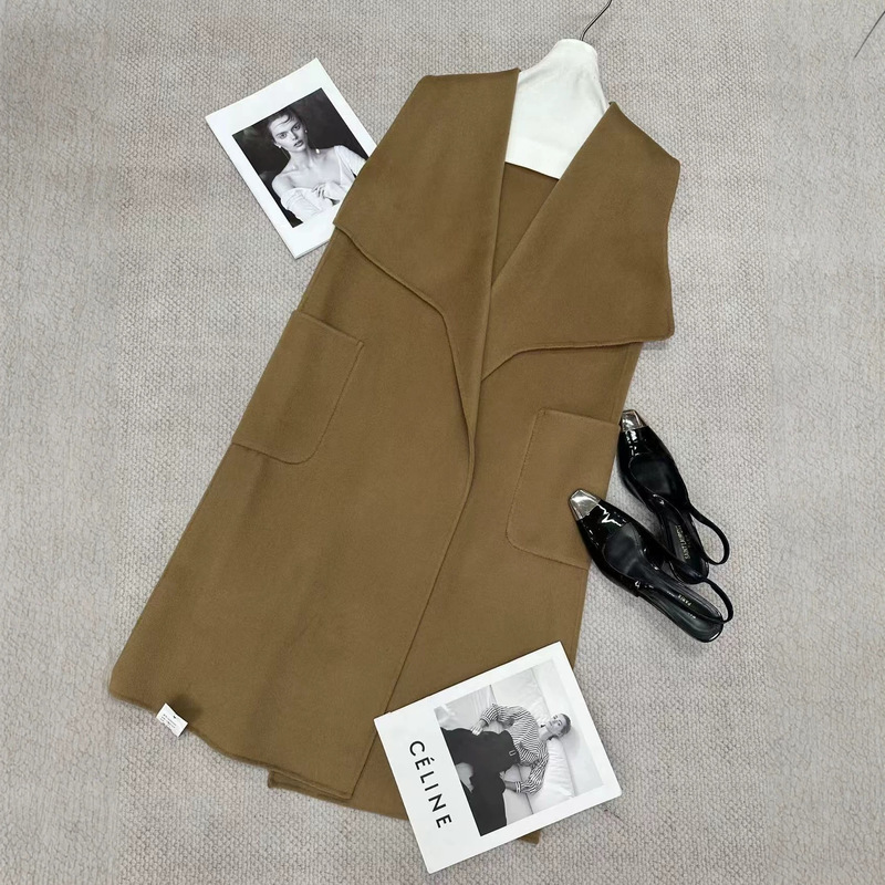 Shenzhen Nanyou 2026 Autumn/Winter New Double-Sided Hand-Stitched Cashmere Long-Sleeve Coat + Vest Woolen Coat for Women Shenzhen Nanyou 2026 Autumn/Winter New Double-Sided Hand-Stitched Cashmere Long-Sleeve Coat + Vest Woolen Coat for Women