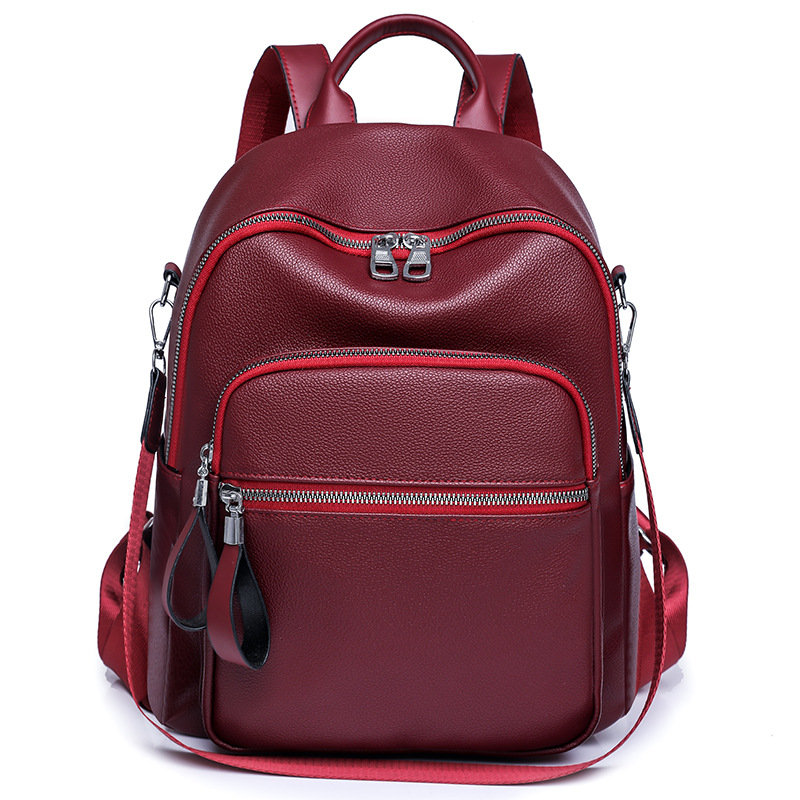 Bolsos mujer 2023 nueva mochila casual de cuero suave para mujer moda versátil multifunción de doble uso mochila de viaje marea