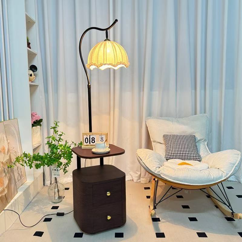 High-End Luxury Solid Wood Bedside Table with a Mid-Century Style, Suitable for a Bedroom with a High-End Feel, and a Floor Lamp for Creating Ambiance Next to the Living Room Sofa High-End Luxury Solid Wood Bedside Table with a Mid-Century Style, Suitable for a Bedroom with a High-End Feel, and a Floor Lamp for Creating Ambiance Next to the Living Room Sofa