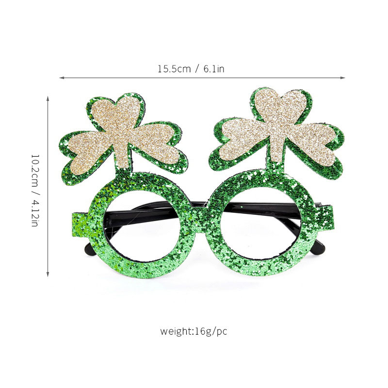 Día de San Patricio tema trébol tocado de cabeza irlandés fiesta de cerveza gafas decorativas de trébol