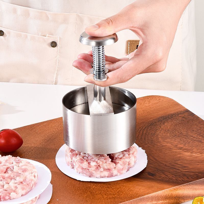 ステンレス鋼ハンバーガー肉プレス新しいラウンド肉プレスキッチンツール手動肉プレス肉パティフルネットドロップシッピング|undefined