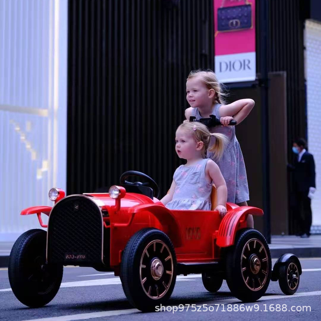 Bedoqi coche eléctrico para niños de cuatro ruedas doble asiento adulto interacción padre-hijo coche de juguete de control remoto para niños y niñas