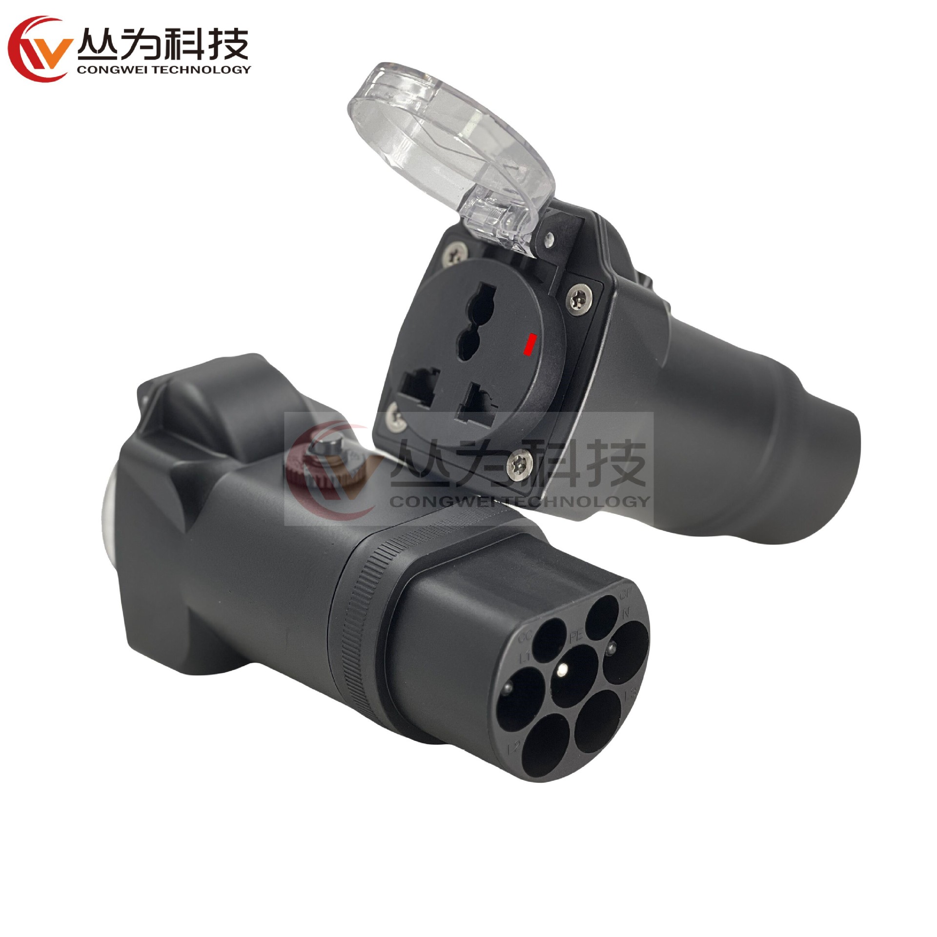 Type2新能源充电枪放电适配器欧标无线充电桩取电转换头带过载保