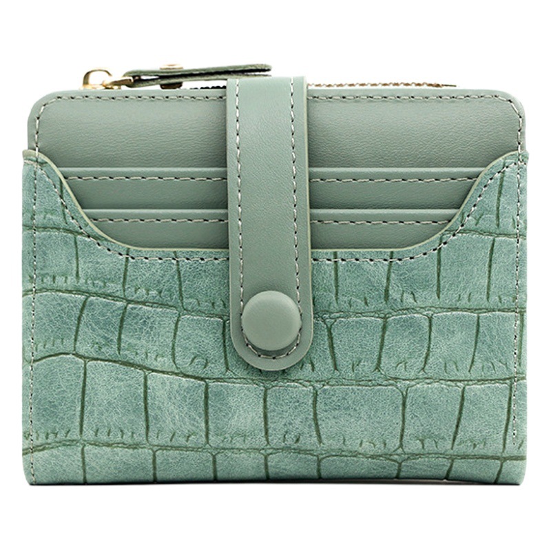 Estilo coreano patrón de cocodrilo corto billetera de mujer delgada de gran capacidad Multi-tarjeta monedero bolsa de identificación hebilla billetera
