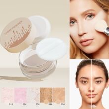 Hellokiss自然遮瑕控油定妆粉 自然耐汗不脱妆哑光珠光散粉跨境