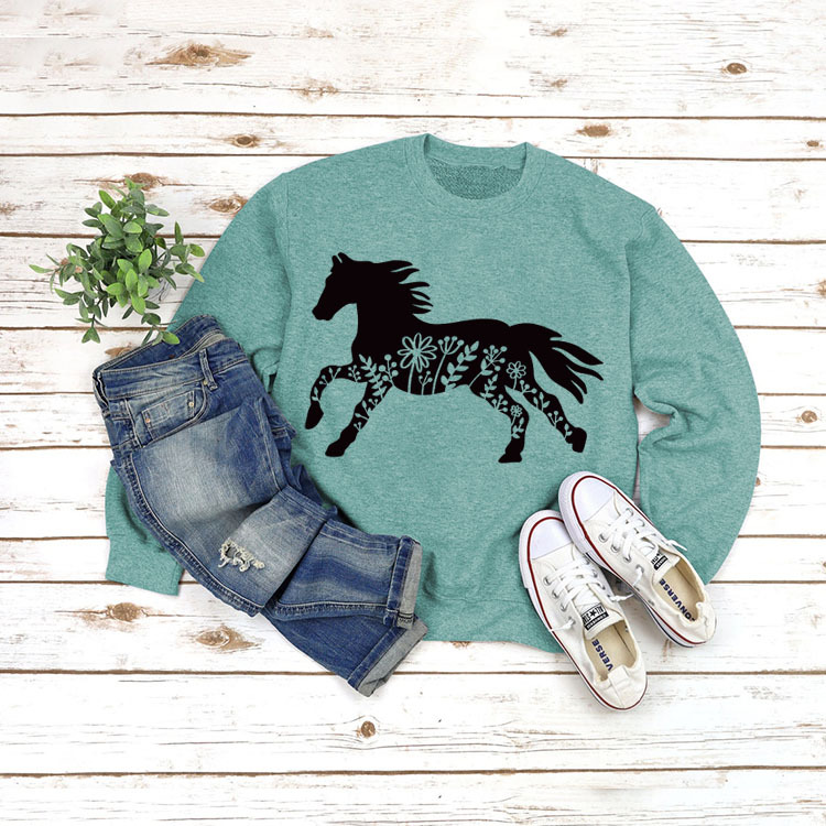 Amazon estación independiente en stock cuello redondo europeo y americano superior manga larga impresa eBay cómodo suéter transfronterizo Comercio exterior venta al por mayor