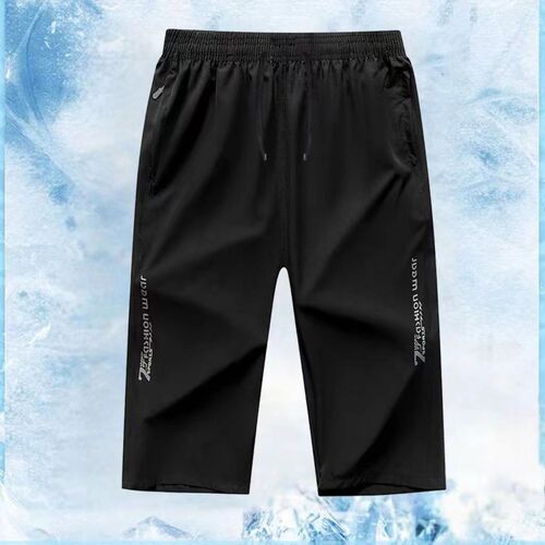 Ice silk capris pants, thin quick-drying casual men's shorts, Dad wears loose and fashionable new big pants