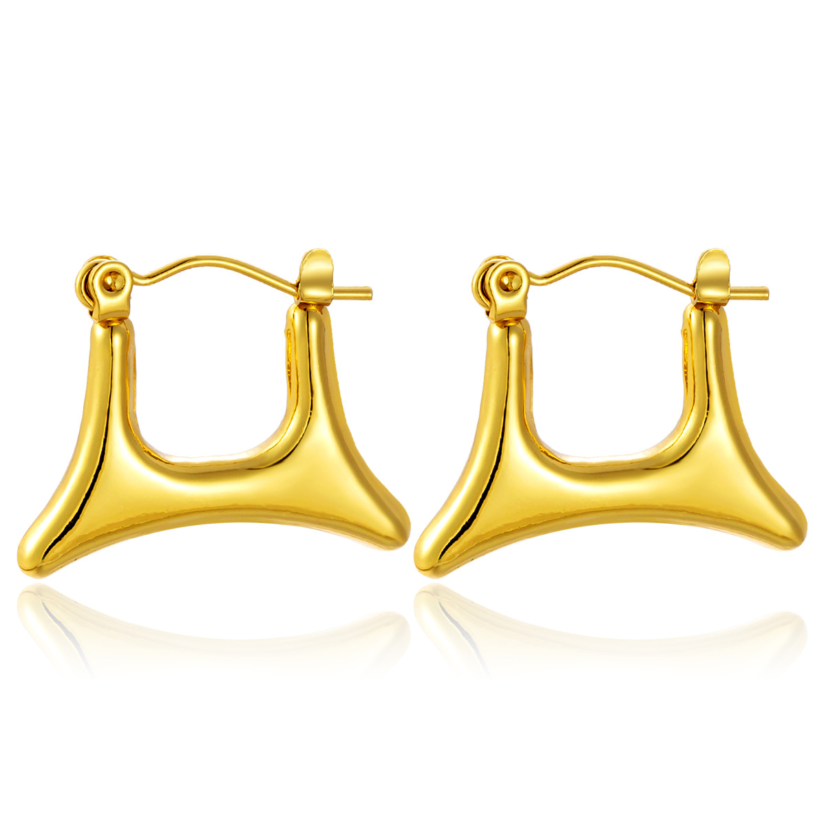 Pendientes de acero de titanio geométrico de personalidad de moda de estilo ins europeo y americano Pendientes de acero inoxidable de alta calidad de oro de 18k