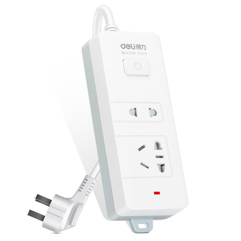 得力18276-02插座_1+1_2米_PVC袋装(白)(只)