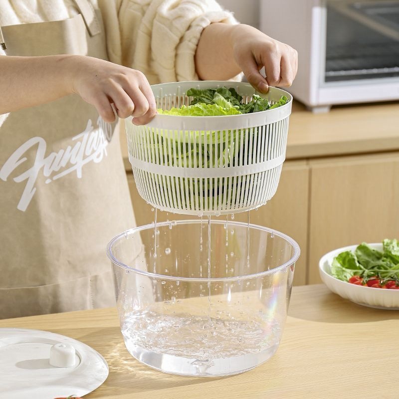Large-sized vegetable dehydrator for home use, manual vegetable spinner, kitchen vegetable washing and draining basket, food-grade