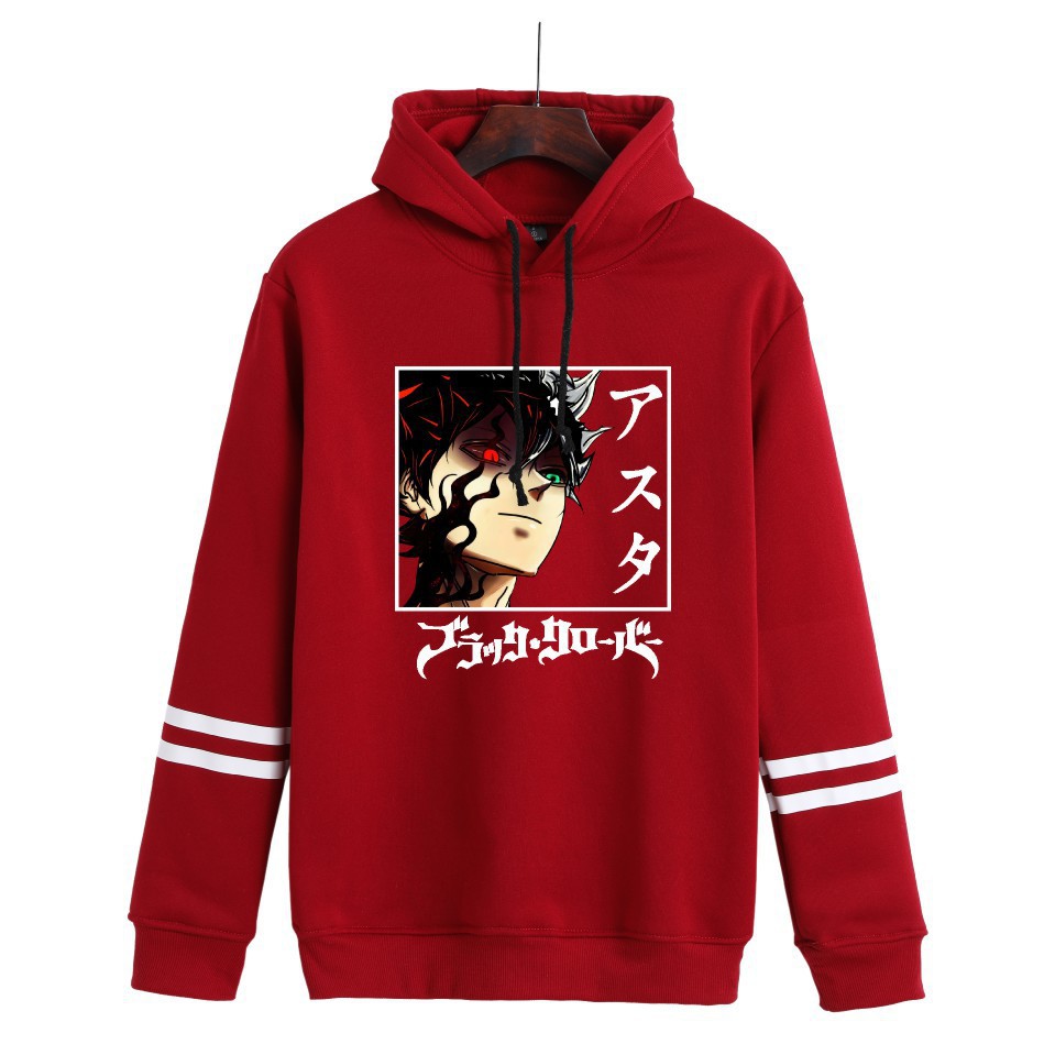 Nuevo estilo transfronterizo popular popular japonés riman black de cuatro hojas-Black Clover más suéter con capucha de terciopelo para mujer