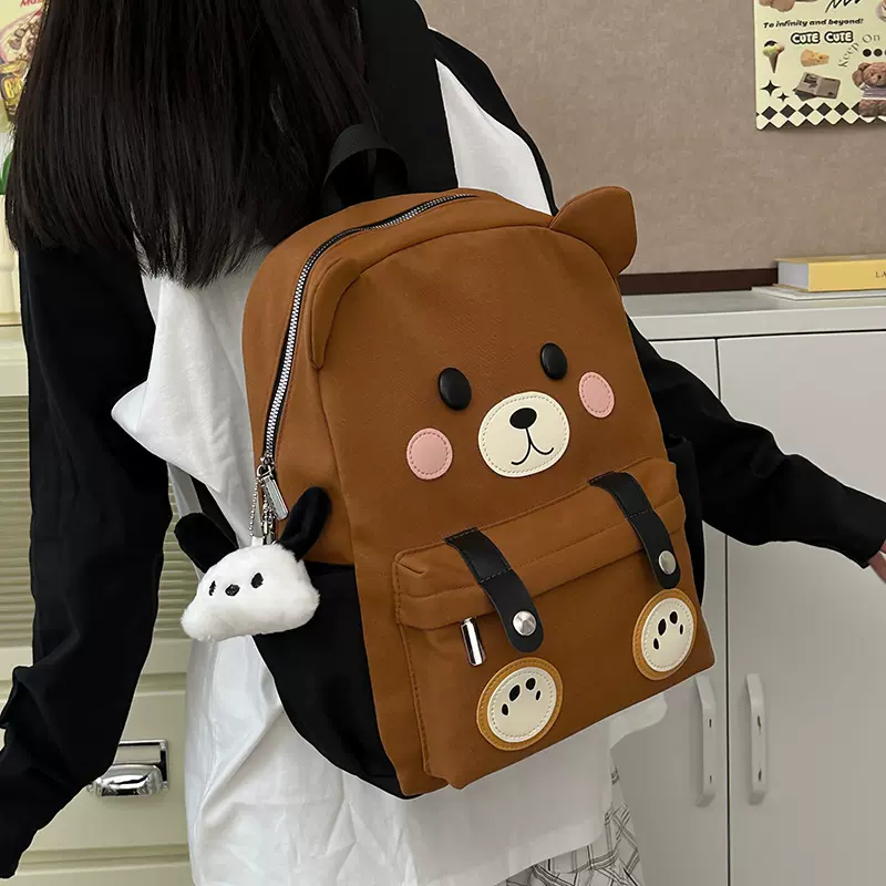 书包女韩版原宿高中学生日系可爱熊猫双肩包校园百搭搞怪少女背包