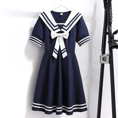 Girls' summer new butterfly knot medium-long princess dress for 13-year-old middle school and primary school students, children's school-style dress