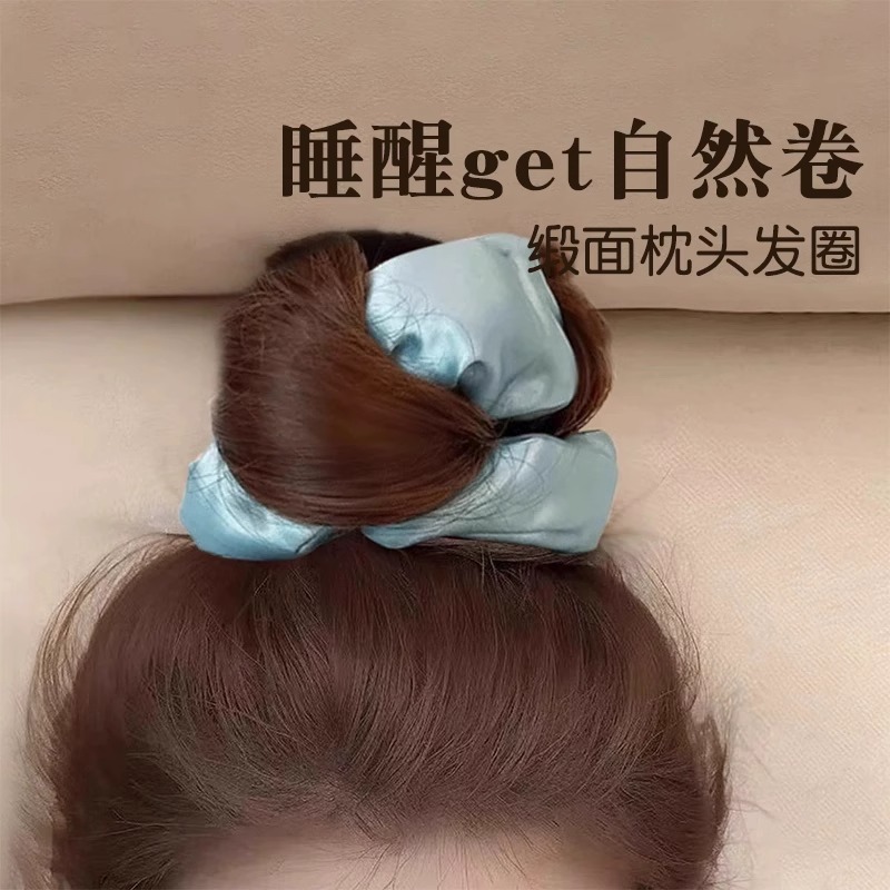 almohada de satén para dormir anillo de cabello red rojo 2025 nuevo anillo de cabello de intestino grueso cuerda de cabello para mujeres adultas bola de cabello adornos de cabello