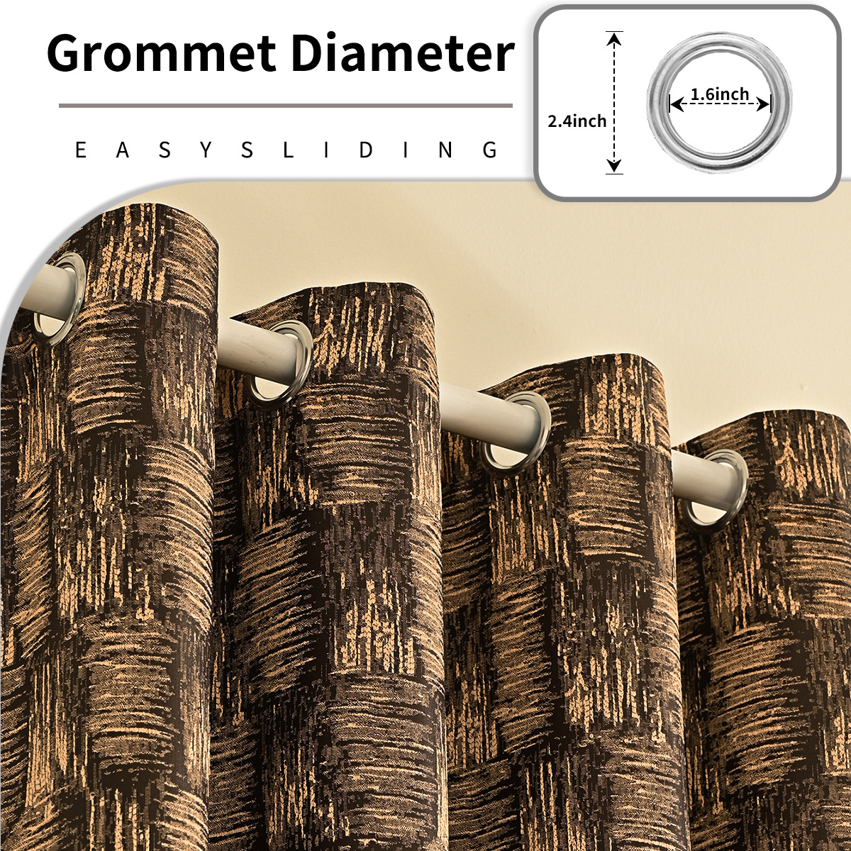 Amazon transfronterizo nueva cortina de madera jacquard cortina perforada cortina de sala de estar TEMU en stock