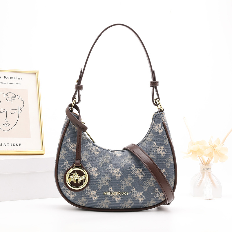 Women's New Autumn/Winter Underarm Bag Single Shoulder Baguette Bag Versatile Crossbody Dumpling Bag Niche Half-Moon Bag - Thumbnail 2