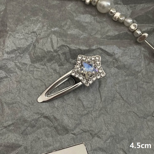 Y2K dopamine pink rhinestone metal star hairpin clip side clip girl bangs clip hair accessories headdress