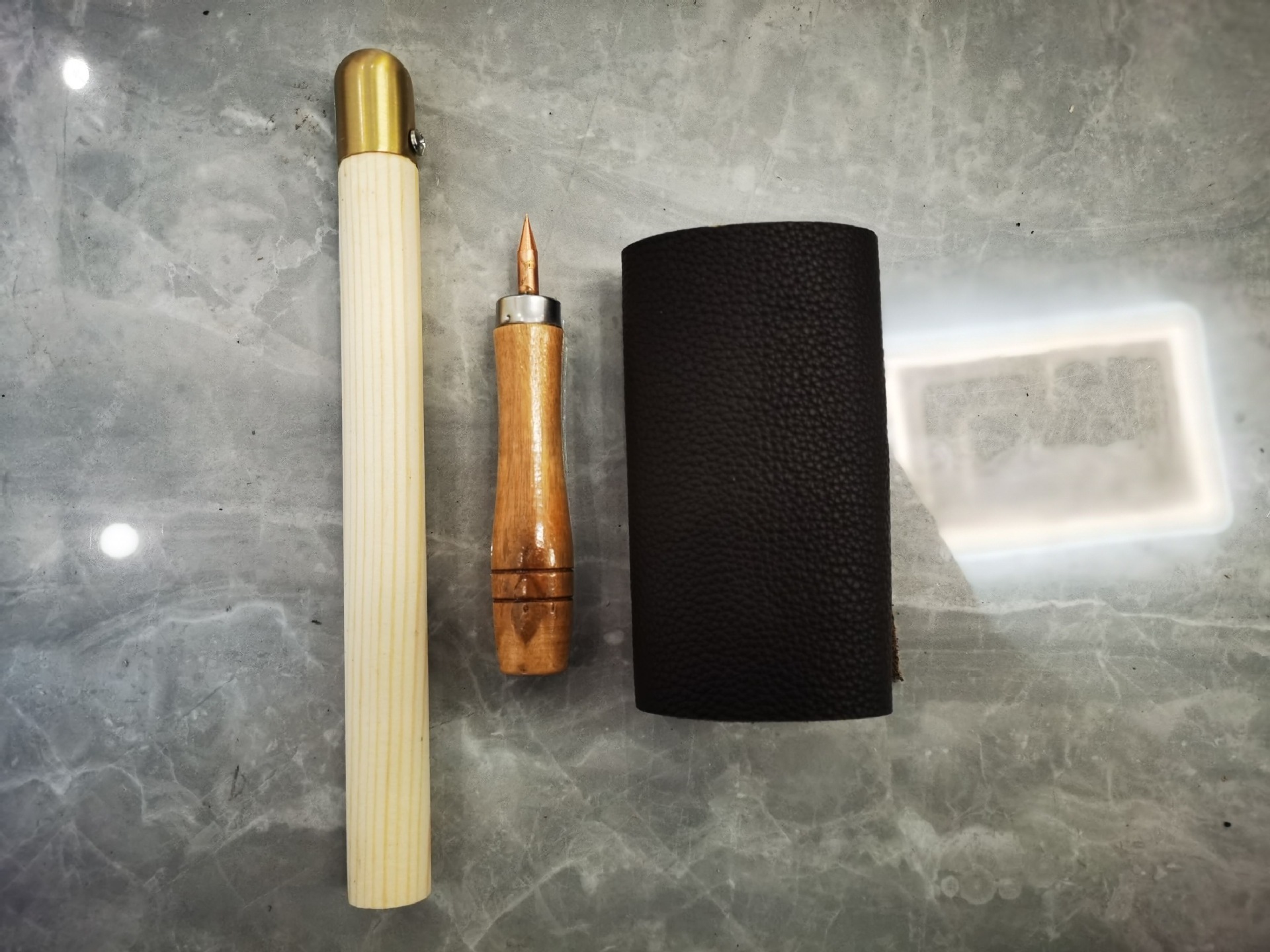 石器打制工具敲击铜锤压剥棒护手皮垫黑曜石打制石器新手三件套