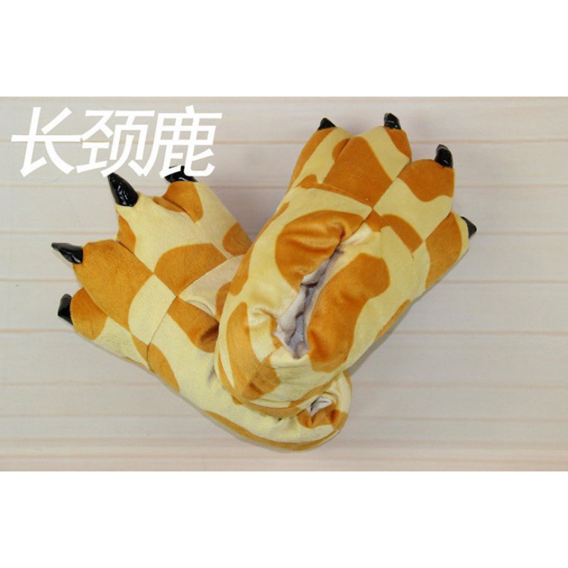 Super suave terciopelo animal inicio garra zapatos hombres y mujeres pareja pata de invierno Zapatillas de algodón bolsa de zapatos de tacón azul verde venta al por mayor