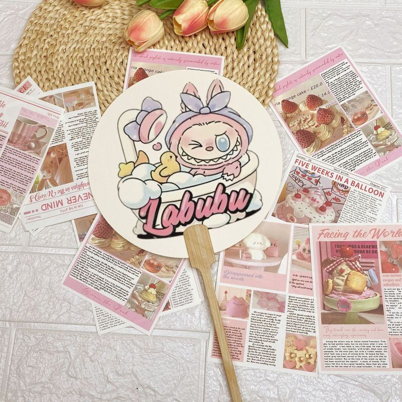 2025 新かわいいラブブ DIY クロスボーダー配送 LABUBU かわいい人形扇子新中国風|undefined