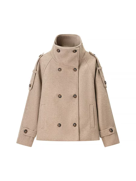ZA cross-border foreign trade women's clothing hot item 2026 autumn and winter new European and American fashion solid color pocket-decorated woolen coat for women