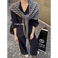 冷淡风加大版条纹披肩女秋冬2025新款保暖百搭小众设计装饰围巾潮