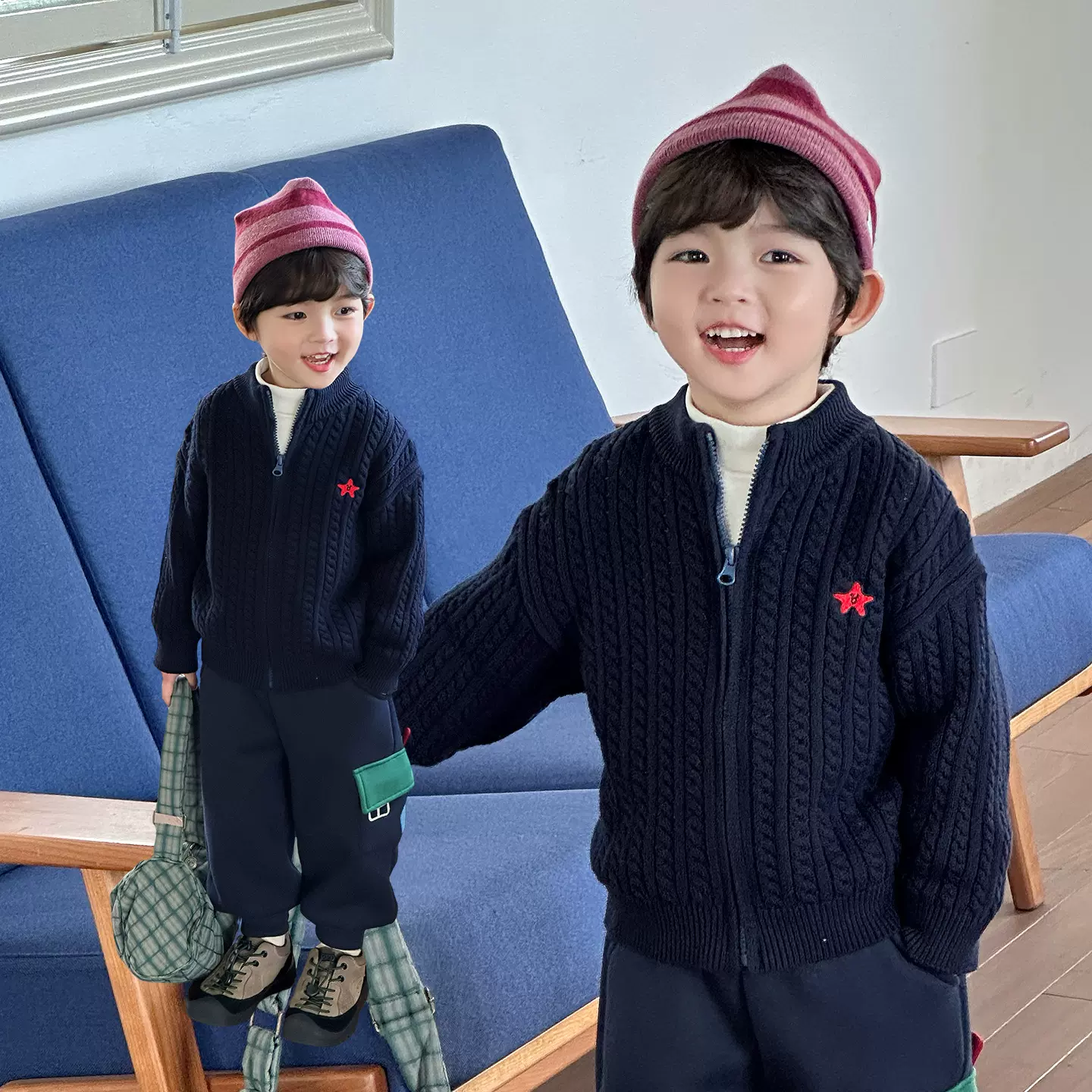 男童纯棉针织衫早秋新款外套毛衫男女宝纯棉毛衣初秋穿搭A类新款