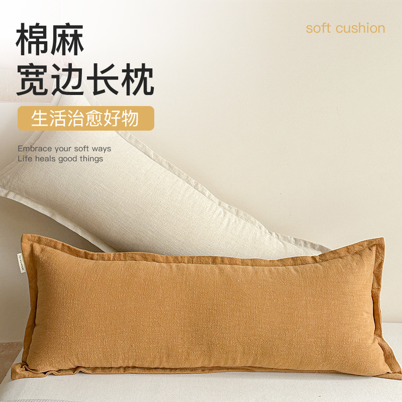 New cotton and linen pillow pillow sofa advanced sense pillow long sofa cushion sand wash cotton and linen pillow with pillowcase