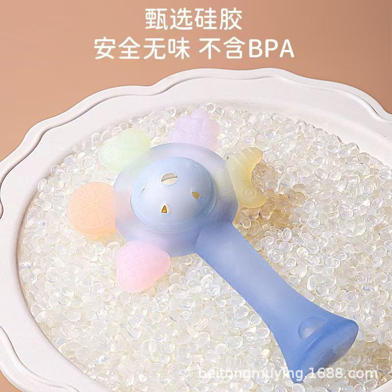 Diente de goma para bebés dientes fijos palito de molienda juguetes de campana palma de silicona mordida puede hervir la mano