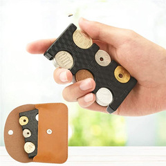 Japanese leather coin plastic plate coin purse, leather card holder coin purse, classified coin clip