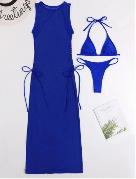 Women's Solid Color 3 Pieces Set Bikinis Swimwear display picture 3