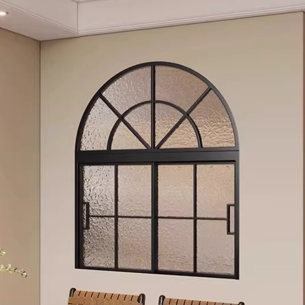 Ventanas deslizantes francesas ventanas retro ventanas de arco de hierro forjado ventanas de vidrio templado ventanas de aluminio particiones decorativas image 11