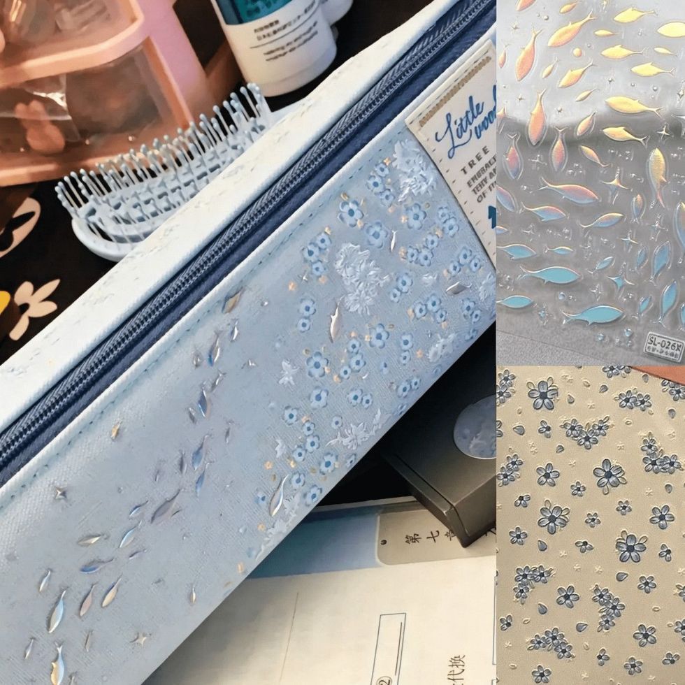 Kokuyo pencil case embroidery stickers with small flowers, self-adhesive DIY three-dimensional petal stickers for student backpacks