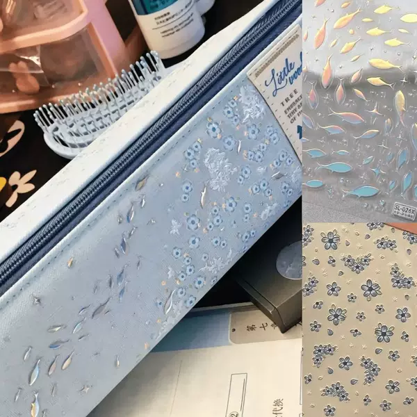 Kokuyo pencil case embroidery stickers with small flowers, self-adhesive DIY three-dimensional petal stickers for student backpacks