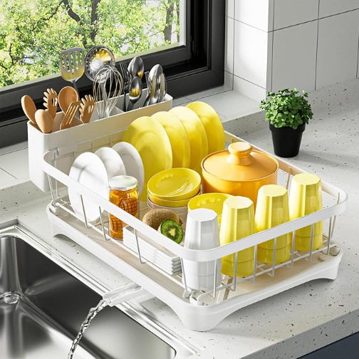 Estante para platos de cocina, fregadero, vajilla, vajilla, estante de almacenamiento para platos, encimera para el hogar, rejilla de drenaje multifuncional, rejilla para platos de filtro de agua